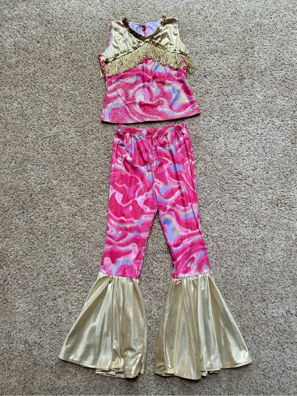 Chasing Fireflies Girls Size 14 Disco Costume Set Bell Bottoms matching Headband